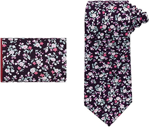 (; Purple, White, Pink, Green; 58.27(L)X3.35(W)X0.20(H) Inch)(Item #130) Dan Smith Men's Fashion Cotton Tie Matching Hanky Avaliable, with B