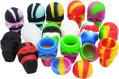(; Multifulcolor; Size: 15ML)(Item #91) (1 Piece ) Pearwell 15ml Skull Silicone Wax Containers Concentrate Sealed Oil Non-stick Jars
