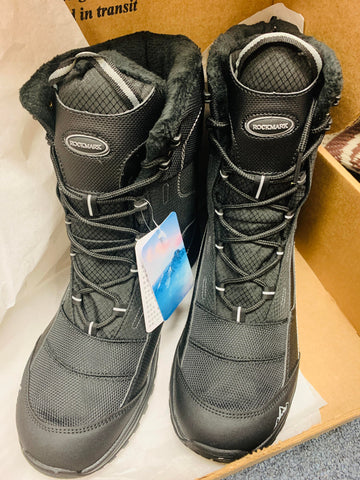 (; Black; Size: 7.5)(Item #12) ROCKMARK Men's Winter Snow Boots Outdoor Warm Mid Calf Waterproof Durable Boot Non-Slip Warm Climbing Shoes