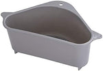 (; Gray; Size: 26x14.2x10cm )(Item #34) KingLivez Sink Basket, Triangular Drain Shelf Sink Storage Rack Sucker for Kitchen Bathroom Support