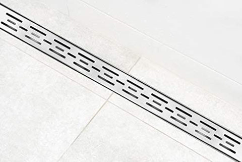 (Item #678) (Brushed Finish;Size: 36 x 2.75 Inches;) DreamDrain Professional Stainless Steel Linear Shower Drain Bars Patterned Grate - Easy