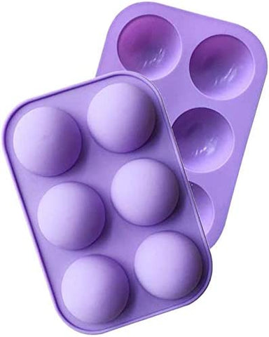 (Item #231) 2 Pack 6-Cavity Semi Sphere Silicone Mold, Baking Mold for Making Hot Chocolate Bomb, Cake, Jelly, Dome Mousse (Purple)(0.2002;;