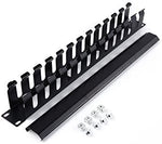 (; BLACK; PACKAGE 20.8 x 7.4 x 2.3 inches)(Item #22) All Metal - 1U 19 Inch Server Rack Wire Management System - Rack Mount Horizontal Cable
