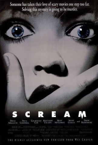 (; Black; product 17"L x 11"W)(Item #14) Inked and Screened Scream - 1996-11 x 17 inch (28cmx43cm) Movie Poster Frameless Gif
