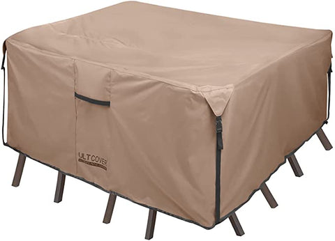 (Item #707) (;;) ULTCOVER Square Patio Heavy Duty Table Cover - 600D Tough Canvas Waterproof Outdoor Dining Table and Chairs General Purpose Furniture