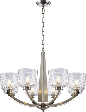 (; Clear; Item _29.9 x 29.9 x 22 inches)(Item #2) Modern Chandelier for Dining Room,8-Light Contemporary Chandelier Lighting,Brushed Nickel