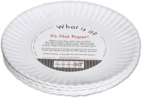 (Item #26) (;;) 180 Degrees Reusable Paper Dinner Plate, 9 Inch Melamine, Set of 4, White