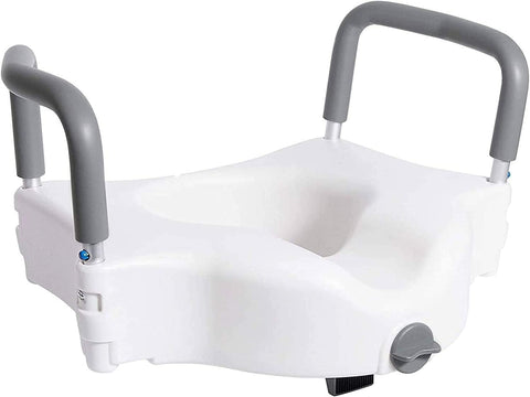 (Slightly Used; WHITE; )(Item #9) Vaunn Medical Elevated Raised Toilet Seat & Commode Booster Seat Riser with R...