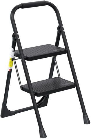 (; Matte Black; Item 16.2 x 2 x 33.8 inches)(Item #4) Step Ladder EFFIELER,2 Step Stool Ergonomic Folding Step Stool with Wide Anti-Slip Ped