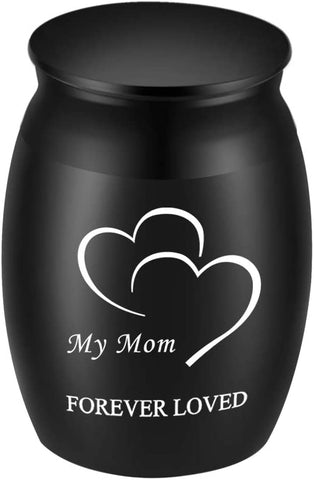 (1pc Only) BGAFLOVE Beautiful Keepsake Urn for Dad Ashes-1.6" Tall Small Memorial Cremation Urns for Human Ashes-Handcrafted Black Decorative Urns for