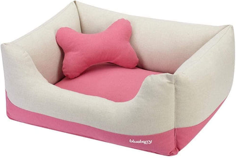 (; Baby Pink & Beige; Size: Small Bed)(Item #8) Blueberry Pet Fully Removable Washable Dog Bed, Heavy Duty Pet Bed w/Durable YKK Zippers, 25