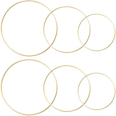 (; Gold; Package 11.93 x 11.81 x 1.46 inches)(Item #21) Sntieecr 6 Pack 3 Sizes (8, 10 & 12 Inch) Large Metal Floral Hoop Wreath Macrame Gol