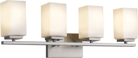 (; ; )(Item #4) Zeyu 4-Light Bathroom Light Fixture, Vanity Light for Bathroom Living Room 26 Inch, Brushed Nickel Finish with Frosted Glass