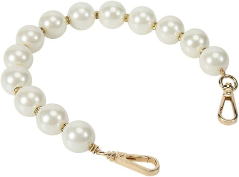(; GOLD AND WHITE; Package 8.11 x 4.84 x 0.98 inches)(Item #470) Xiazw Elegant Bead Pearl Handle Strap Chain Charms Accessory for Women Hand