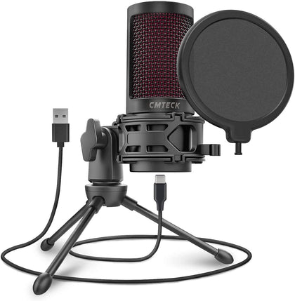(; black; Package 8.15 x 7.09 x 3.11 inches)(Item #542) USB Microphone for Computer, CMTECK XM550 Cardioid Mic for Skype, Zoom, Recording, G