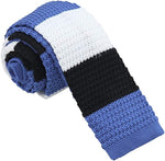 (; Black, White, Cornflower Blue; Product145cm / 57" Long*5.5cm / 2.16" Width)(Item #132) Dan Smith Skinny Knit Tie For Men Stripe Classic K