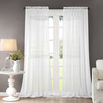 (; White; Item 42 inch Width by 84inch Length)(Item #768) Dreaming Casa Solid Sheer Curtains Living Room White Rod Pocket Voile Draperies Wi