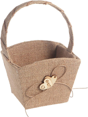 (; Brown; Size 9 cm x 7. 5 cm)(Item #76) Flower wedding flower basket Girl Basket Wedding Basket with Bowknot for Vintage Rustic Wedding bur