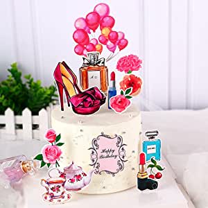 slaseay-makeup-happy-birthday-cake-toppers-cosmetics-high-heels-cake-toppers-decorations-for-city-women-girls-birthday-party-item-532