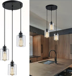 (Item #10) ZHU YAN Industrial 3-Light Pendant Lighting,Cluster Pendant Light with Clear Glass Shade Kitchen Island Pendant Lights for Dining