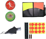 (; Multicolor; Item _19.25 x 4.92 x 2.32 inches)(Item #25) Firelong Soccer Referee Kit Football Checkered Soccer Ref Flags Linesman Whistle
