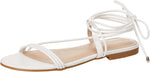 (; White; Size 8.5)(Item #22) The Drop Women's Samantha Flat Strappy Lace-Up Sandal
