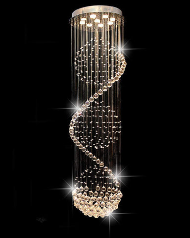 (; Crystal Light; Product _21"L x 20"W x 71"H)(Item #7) Crystal Chandelier Modern Spectacular LED Spiral Sphere Rain Drop K9 Ceiling Light F