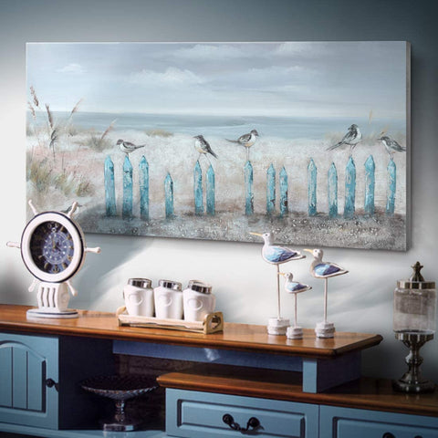 (; Beach Wall Art; Size: Size: 48X24inch)(Item #2) Large Living Room Wall Art Hand-Painted 3D Seascape Canvas Oil Painting Ocean Beach Coast