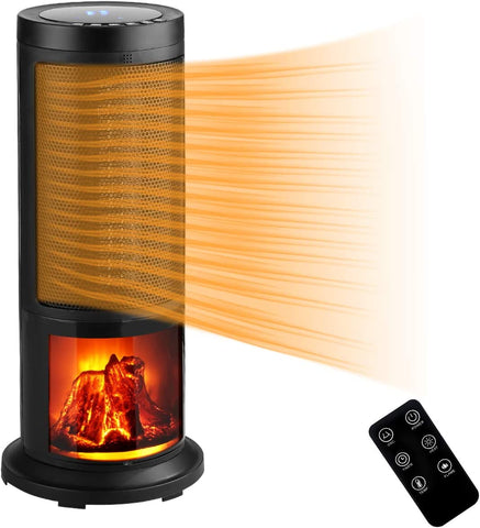 (; BLACK; Size 46.9inx7.2in,/21.5inx11.8in

)(Item #15) 1500W Tower Fan Heater with Remote,Portable Ceramic Space Heater with 12H Timer Wide