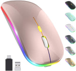 (Item #166) LED Wireless Mouse, Rechargeable Slim Silent Mouse 2.4G Portable Mobile Optical Office Mouse with USB & Type-c Receive