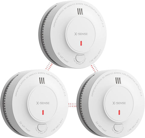 (; WHITE; )(Item #3) X-Sense 10 Years Battery Wireless Interconnected Smoke Detector Fire Alarm with Over 820 ft Transmission Range, SD19-W,