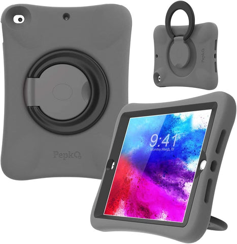 (;GRAY,BLACK;_11.02 x 8.31 x 1.5 inches)(Item #387) PEPKOO Kids Case for iPad 9th 8th 7th Generation 10.2 inch 2021 2020 2019 Ã Lightweight