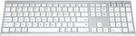 (; WHITE+SILVER; PRODUCT 168.5 x 4.92 x 7.87 inches)(Item #608) Bluetooth Keyboard for Mac - Rechargeable Full Size Keyboard for THREE Devic