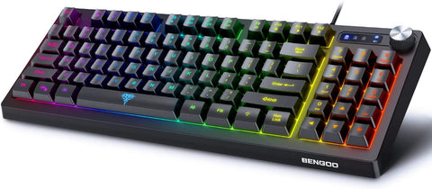 (Item #317) BENGOO Gaming Keyboard, RGB LED Rainbow Backlit Small Wired Keyboard with 89 Keys and Multimedia Shortcus,Mechanical Feeling Key