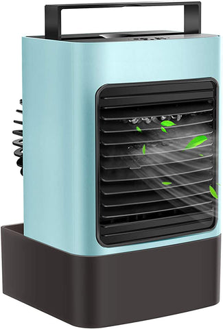 (; BLUE; PRODUCT 5.51 x 5.35 x 8.19 inches)(Item #578) OVPPH Portable Air Conditioner Fan, Personal Air Cooler Desk Fan Mini Space Evaporati