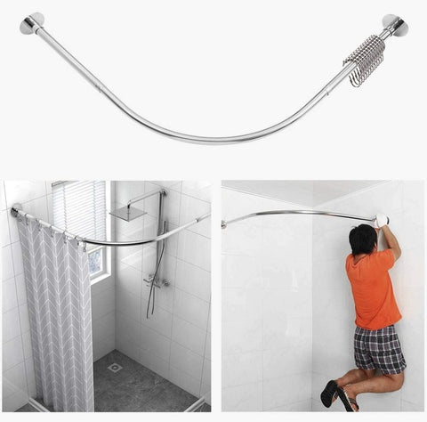 (Item #72) Tanxih Corner Shower Curtain Rod Adjustable Stainless Steel L Shaped Rack Drill Free Install for Bathroom, Bathtub, Clothing Store (35
