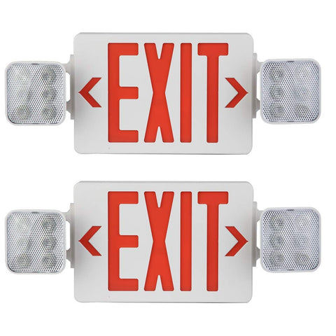 (; White; Item  LxWxH	19.7 x 3.6 x 7.2 inches)(Item #1) Amazon Commercial Emergency Light Exit Sign, 2-Pack, Exit Combo with Battery Backup,