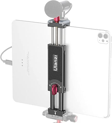 (Item #56) Aluminum iPad Tripod Holder Mount - U-pad III 7.9-12.9in Metal iPad Tripod Adapter w Cold Shoe 2 Acra Swiss QR Mount Adjustable U