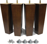 (; Brown; Size: 8 inch)(Item #9) Wood Furniture Legs 8 inch Sofa Legs Set of 4 Square Replacement Legs Brown for MCM Ottoman Armchair Reclin