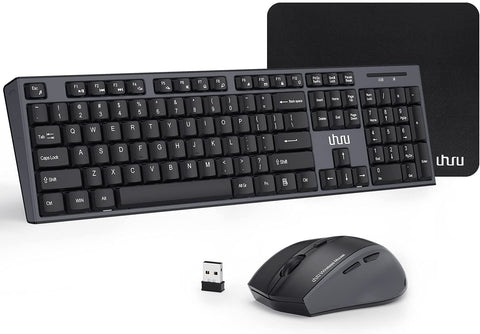(; Black; Product 17.3 x 4.9 x 0.9 inches)(Item #668) Wireless Keyboard and Mouse, UHURU Full-Size Wireless Mouse and Keyboard Combo with Mo