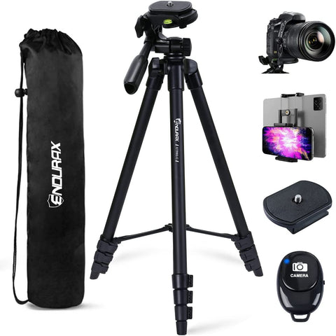 endurax-60-camera-tripod-stand-compatible-with-canon-nikon-dslr-with-universal-phone-holder-bubble-level-and-carry-bag-item-300