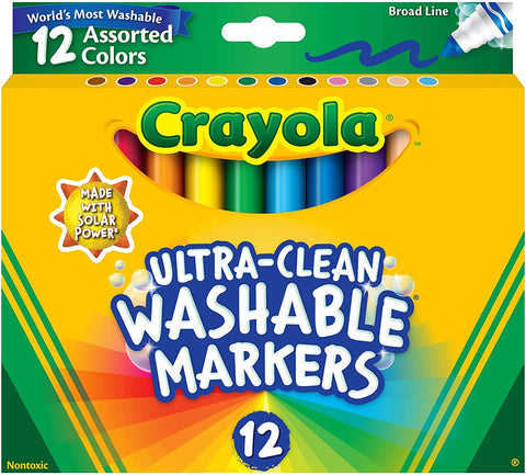 (; Multifulcolor; Product 0.63 x 7.56 x 6.75 inches)(Item #122) Crayola Ultra Clean Washable Markers Broad Line, Multi Colored, 12 Count (Pa