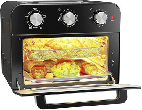 (; BLACK; )(Item #16) Air Fryer Oven 24.5Qt, ORZOX Large XL 6 Slices Toaster Oven Air Fryers Combo (100 Online Recipes), 1500w Power Airfrye