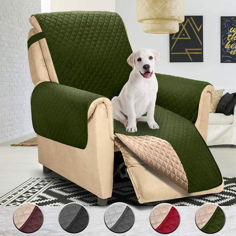 (; Green/Beige; Size: 30 in)(Item #123) Reversible Large Recliner Cover, Seat Width to 30 Inch, Slipcovers for Recliner, Recliner Chair Cove