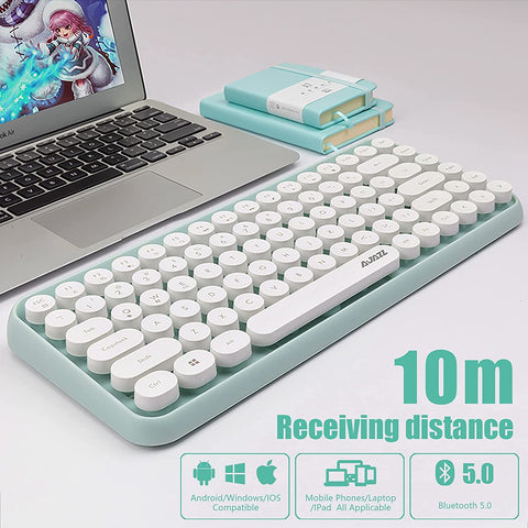 (; Pink; 13.7 x 6.02 x 1.5in)(Item #1) Ajazz 308i Wireless Bluetooth Keyboard, Compact 84 Keys, Compatible with iOS/Android/Windows