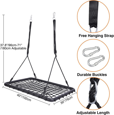 (; Black; Item 40 x 30 x 71 inches)(Item #17) RedSwing 40" Spider Swing for Kids Outdoor, Foamed Rectangle Web Swing for Tree Capacity 660lb