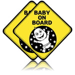 (; Yellow; Product  LxWxH	5 x 5 x 0.1 inches)(Item #16) Baby on Board Stickers for Cars 2 Pack Ð Made in The USA - 5x5 Inch Waterproof, Weat