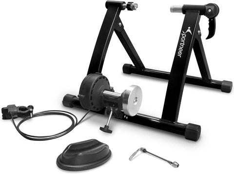 (BLACK; ITEM PACKAGE _22.76 x 19.53 x 8.9 inches)(Item #4) Bike Trainer Stand Indoor Cycling - Sportneer Magn
