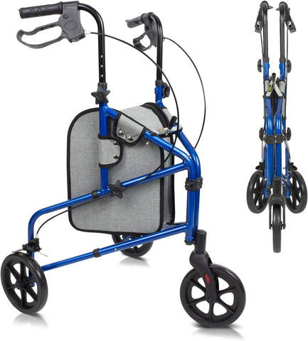 (; Blue; Package  26.4 x 19.2 x 8.8 inches)(Item #11) Vive Mobility 3 Wheel Walker - Three Wheeled Rollator for Seniors - Lightweight, Folda