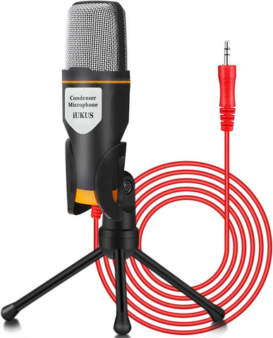 (; Black; 10.63 x 5.71 x 1.57 in)(Item #10) IUKUS PC Microphone with Mic Stand, Professional 3.5mm Jack Recording Condenser Microphone
